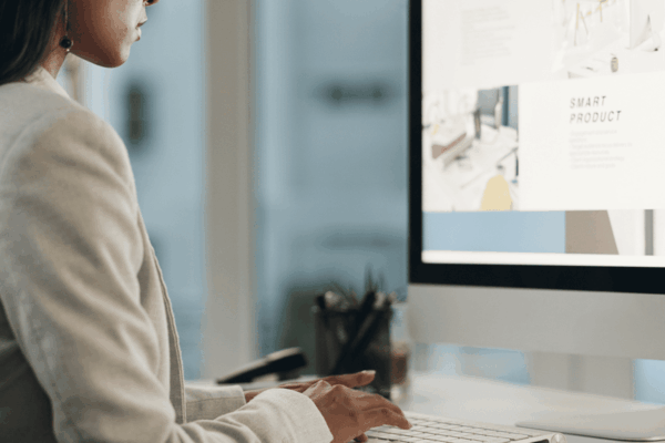 Website Health - Woman browsing a website through a computer