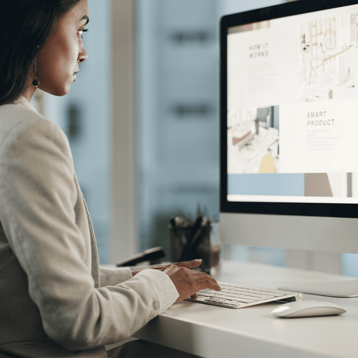 Website Health - Woman browsing a website through a computer